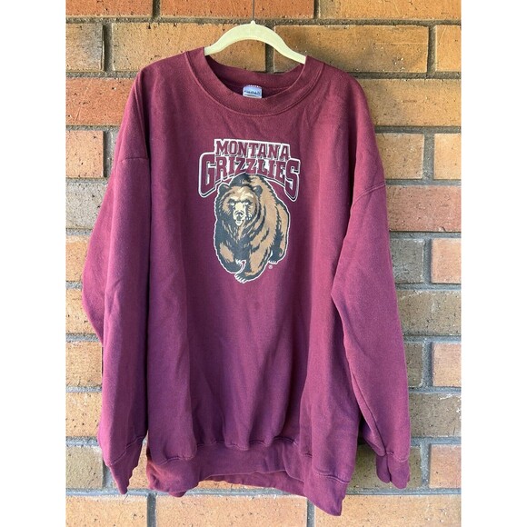 Grizzlies Montana Sweatshirt Pullover Embroidered Maroon XXL 2X VTG Gildan Heavy - Picture 1 of 14